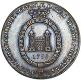 1795 Hoxne Horse/Castle Copper Penny Token - Suffolk D&H 6a - Very Nice