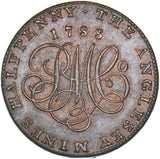 1788 Anglesey Mines Druid’s Head Copper Halfpenny Token - Very Nice