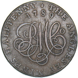 1789 Anglesey Mines Druid’s Head Copper Halfpenny Token - Very Nice