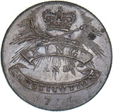 1794 Chelmsford Copper Halfpenny Token - Essex D&H 7 - Very Nice