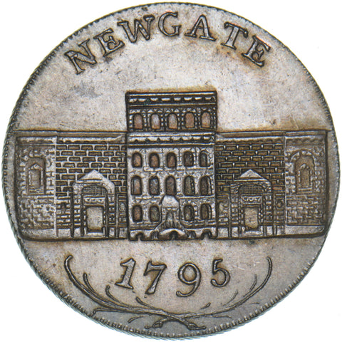 1795 Newgate Prison Copper Halfpenny Token - Middlesex D&H 396b - Very Nice