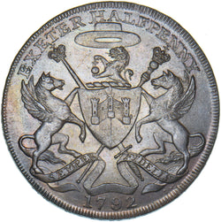 1792 Exeter Copper Halfpenny Token - Devonshire D&H 2 - Very Nice