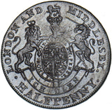 1794 London Prince Of Wales Copper Halfpenny Token - Middlesex D&H 952 Very Nice