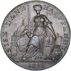 1795 Davidon’s Sise Lane Copper Halfpenny Token - middlesex D&H 295 - Very Nice