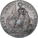1795 Davidon’s Sise Lane Copper Halfpenny Token - middlesex D&H 295 - Very Nice