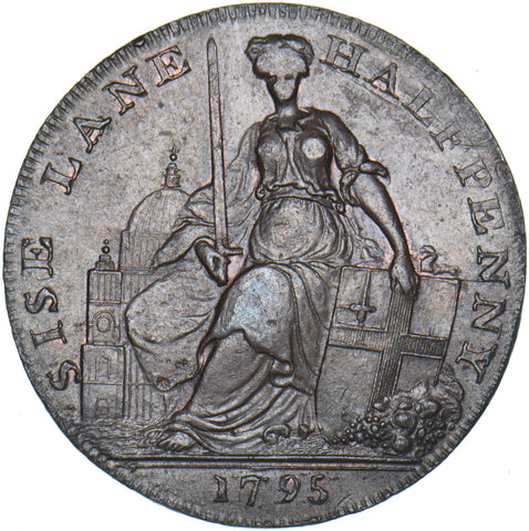 1795 Davidon’s Sise Lane Copper Halfpenny Token - middlesex D&H 295 - Very Nice