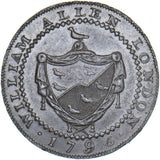 1795 William Allen London Copper Halfpenny Token - Middlesex D&H 246 - Very Nice