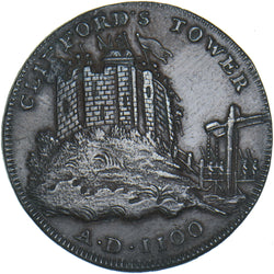 1795 York Clifford’s Tower Copper Halfpenny Token - Yorkshire D&H 63 - Very Nice