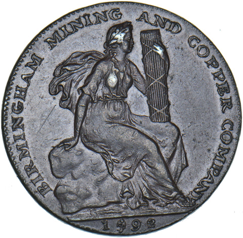 1792 Birmingham Mining & Copper Co. Halfpenny Token - Very Nice