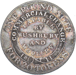 1811 Bilston Rushbury and Woolley Silver Shilling Token - Nice