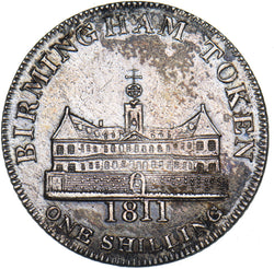 1811 Birmingham Workhouse Silver Shilling Token - Very Nice
