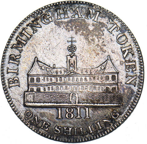 1811 Birmingham Workhouse Silver Shilling Token - Very Nice