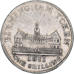 1811 Birmingham Workhouse Silver Shilling Token - Nice