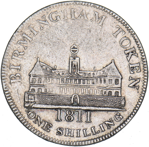 1811 Birmingham Workhouse Silver Shilling Token - Nice