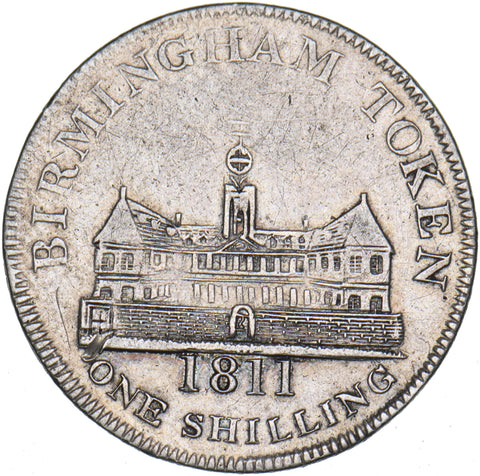 1811 Birmingham Workhouse Silver Shilling Token - Nice