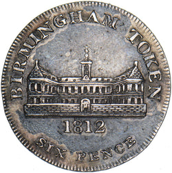 1811 Birmingham Workhouse Silver Sixpence Token - Very Nice