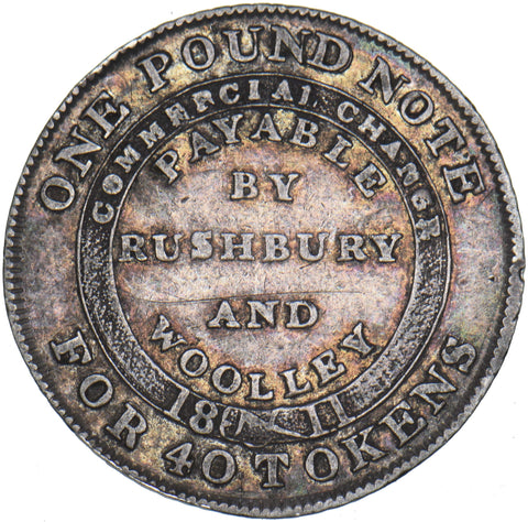 1811 Bilston Rushbury and Woolley Silver Sixpence Token - Nice