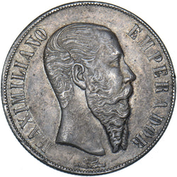 1866 Mexico Peso (Mo) - Maximilian I Silver Coin - Very Nice