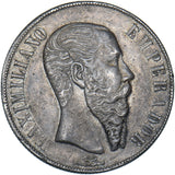 1866 Mexico Peso (Mo) - Maximilian I Silver Coin - Very Nice