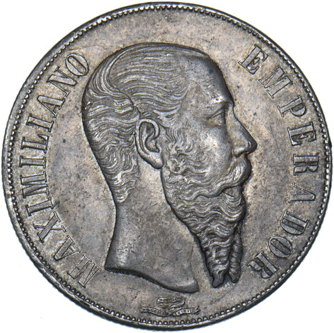 1866 Mexico Peso (Mo) - Maximilian I Silver Coin - Very Nice