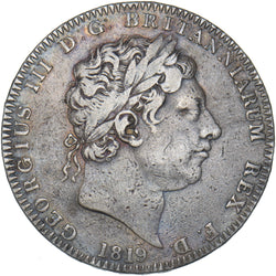 1819 LIX Crown - George III British Silver Coin - Nice
