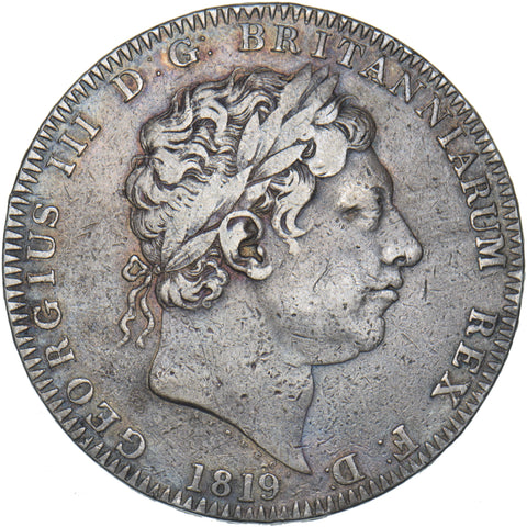 1819 LIX Crown - George III British Silver Coin - Nice