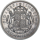 1937 Crown - George VI British Silver Coin - Very Nice