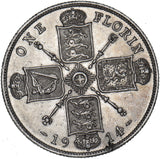 1914 Florin - George V British Silver Coin - Very Nice