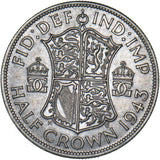 1943 Halfcrown - George VI British Silver Coin - Very Nice