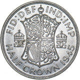 1945 Halfcrown - George VI British Silver Coin - Very Nice