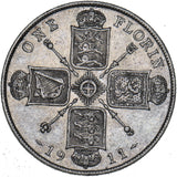 1911 Florin - George V British Silver Coin - Nice