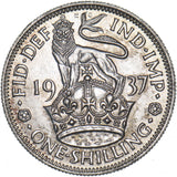 1937 English Shilling - George VI British Silver Coin