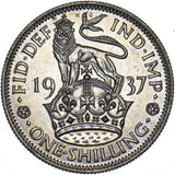 1937 English Shilling - George VI British Silver Coin