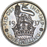 1937 English Shilling - George VI British Silver Coin