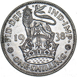 1938 English Shilling - George VI British Silver Coin
