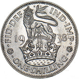 1938 English Shilling - George VI British Silver Coin