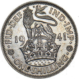 1941 English Shilling - George VI British Silver Coin