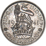 1941 English Shilling - George VI British Silver Coin