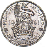 1941 English Shilling - George VI British Silver Coin