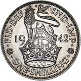 1942 English Shilling - George VI British Silver Coin