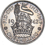 1942 English Shilling - George VI British Silver Coin