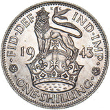1943 English Shilling - George VI British Silver Coin