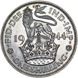 1944 English Shilling - George VI British Silver Coin