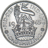 1945 English Shilling - George VI British Silver Coin