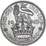 1945 English Shilling - George VI British Silver Coin