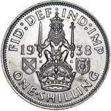 1938 Scottish Shilling - George VI British Silver Coin