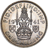 1941 Scottish Shilling - George VI British Silver Coin