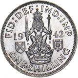 1942 Scottish Shilling - George VI British Silver Coin