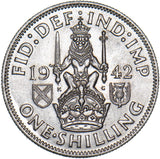 1942 Scottish Shilling - George VI British Silver Coin