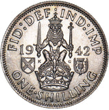 1942 Scottish Shilling - George VI British Silver Coin